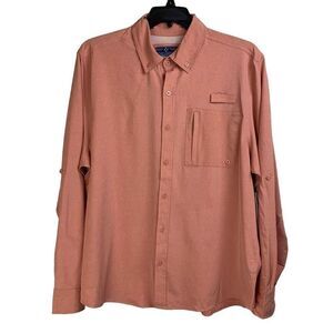 New XCaster By Tallwoods Peach Roll Tab Sleeve Quick Dry Button Polo Shirt Size